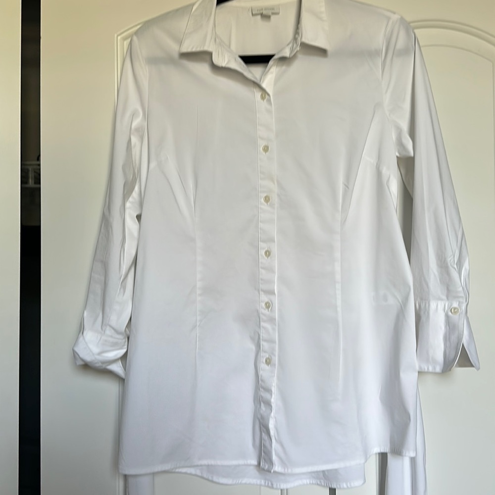 Talbots  white blouse - attached waist tie belt